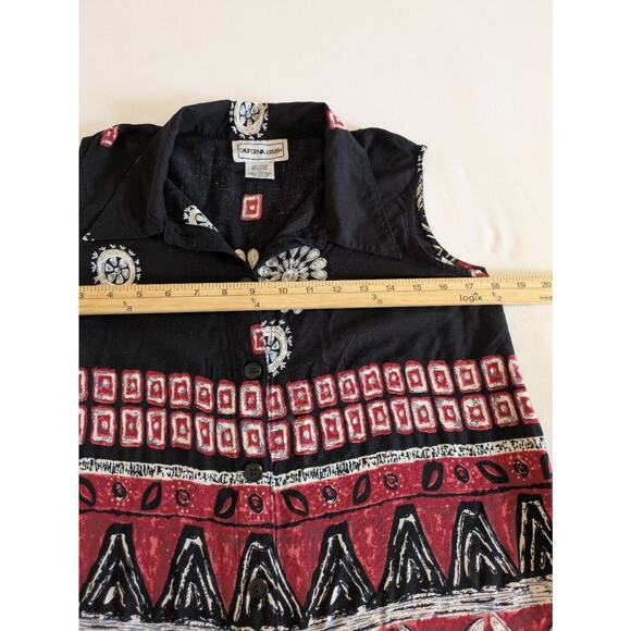 California Krush Blouse Womens Large Rayon Sleeveless Button Down Bohemian Flowy - Picture 6 of 8